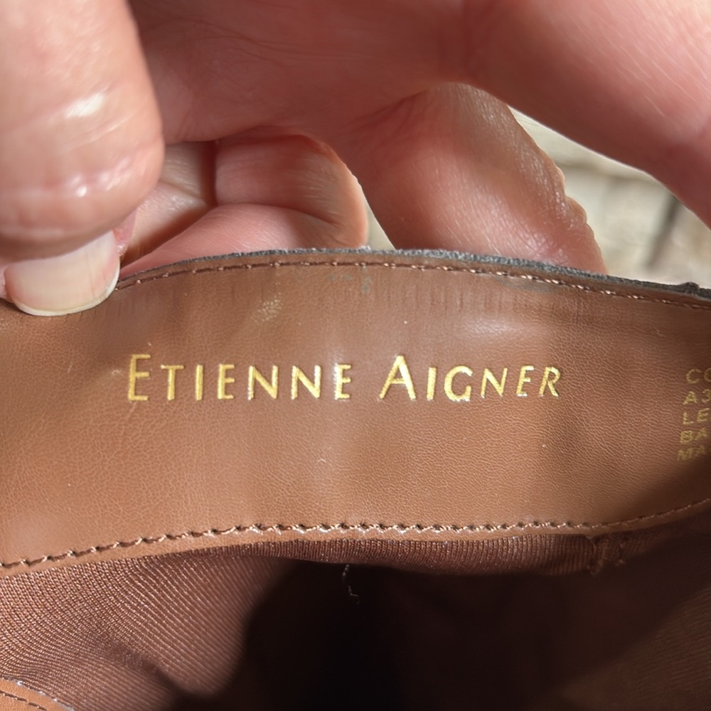 Etienne Aigner Brown Leather & Suede Knee-High Heeled Boots - Picture 13 of 15